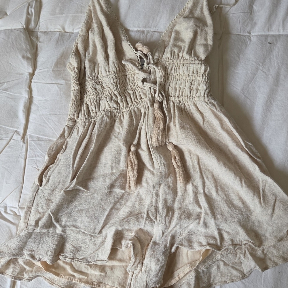 Princess Polly Cream Textured Romper